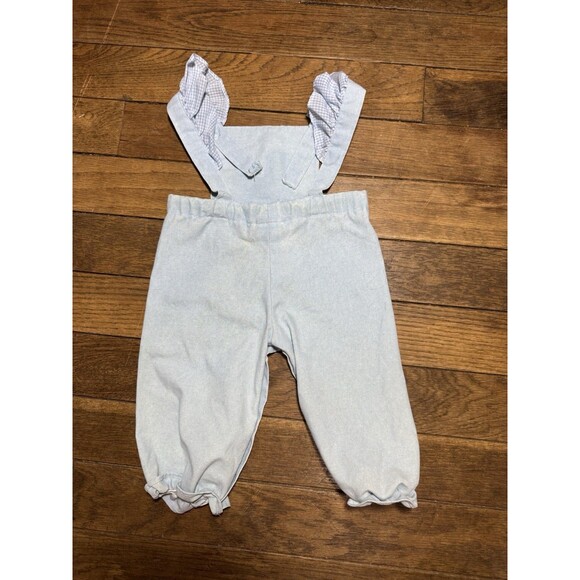 Vtg Texsis Karman Toddler Overalls Small Light Blue Rocking Horse Embroidered - Picture 6 of 6